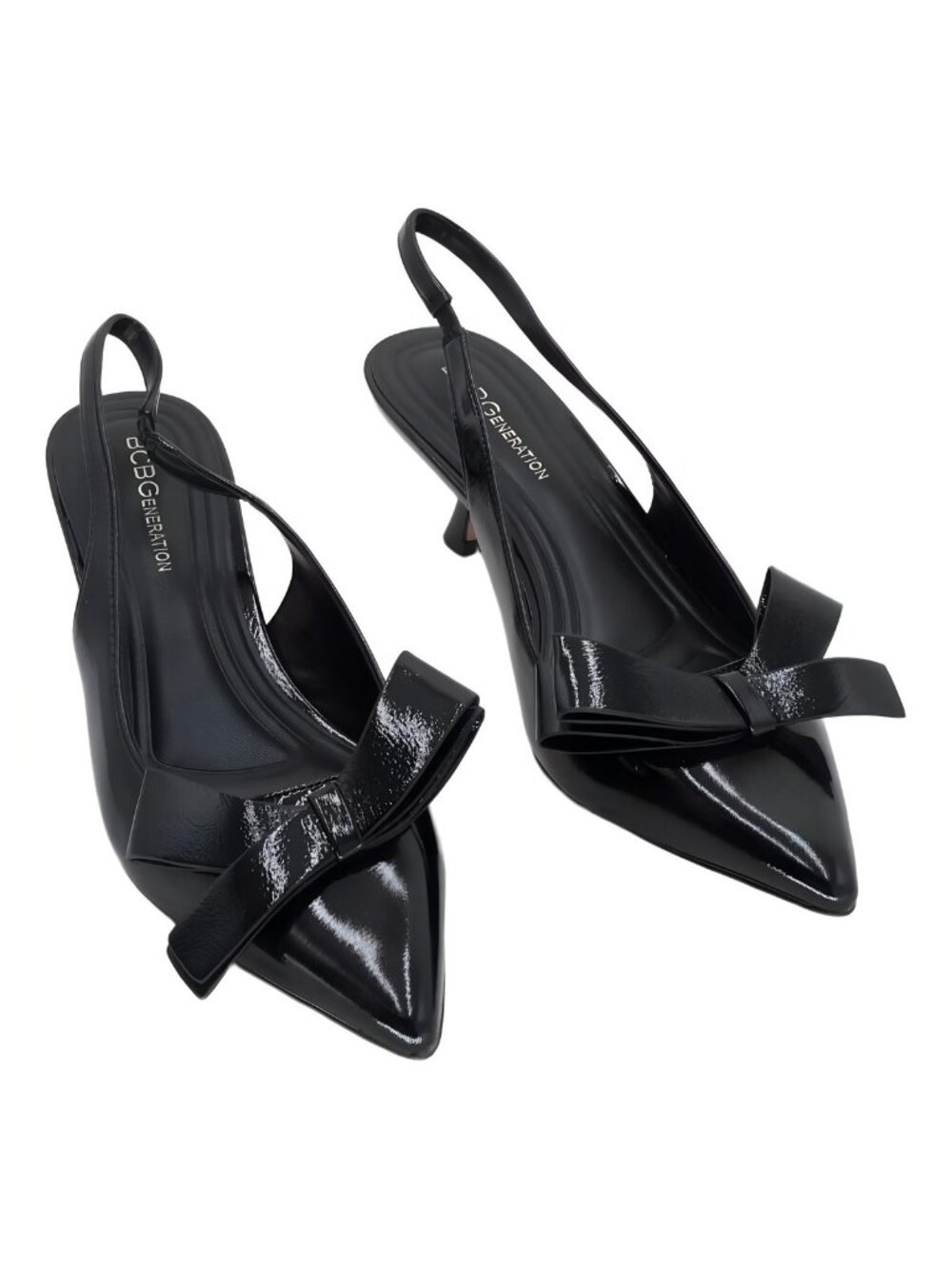 BCBGeneration Kasti Slingback Kitten Heel Bow Pumps Black 7.5